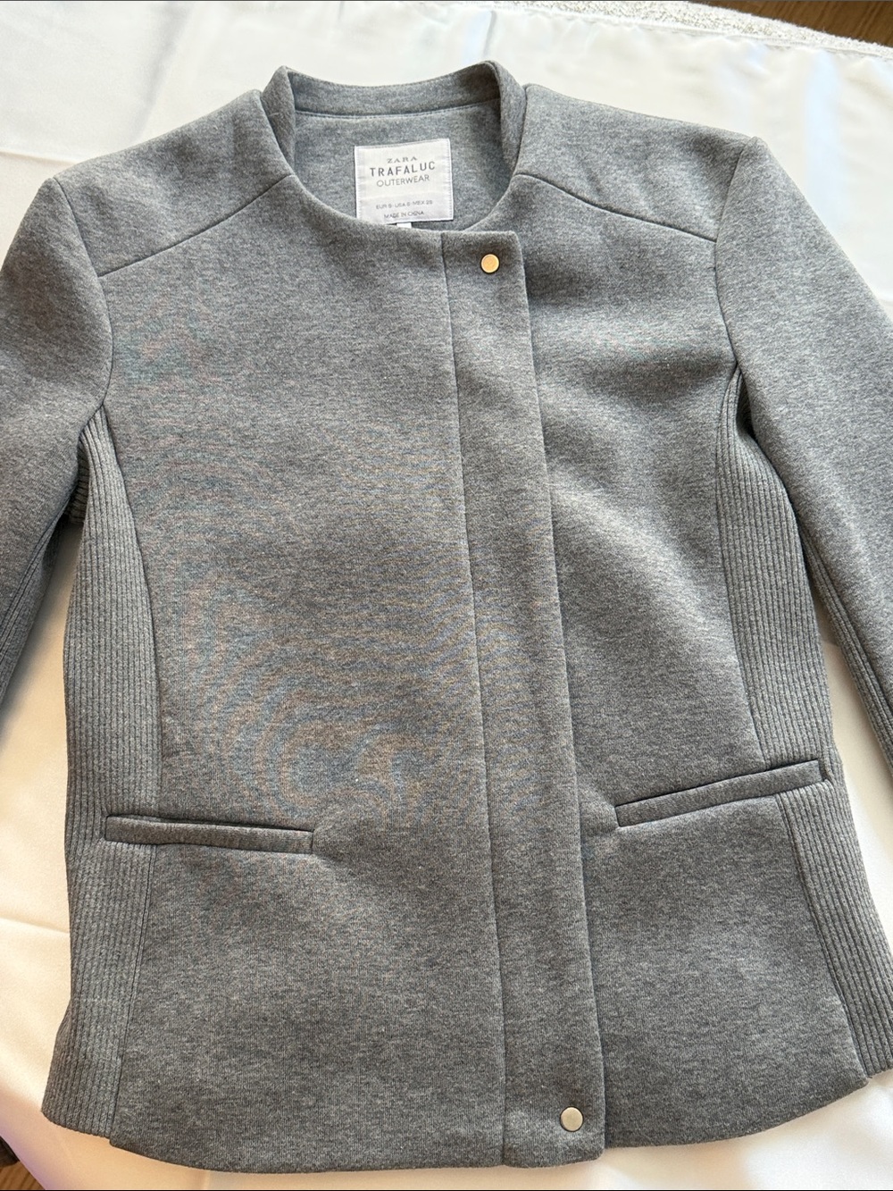 Zara Trafaluc Gray Collarless Moto Jacket NWT S